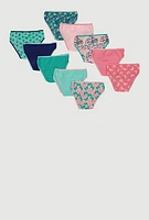 Womens Little Girls Butterfly Print Panties 10 Pack, Multi,
