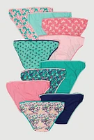 Womens Girls Butterfly Print Panties 10 Pack, Multi, Size 10-12