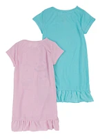 Girls Glitter Graphic Nightgown 2 Pack, Multi, Size 4