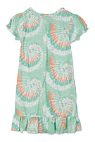 Little Girls Glitter Heart Nightgown with Sleep Mask, Green, Size 12