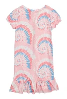 Little Girls Glitter Heart Nightgown with Sleep Mask, Pink, Size 8
