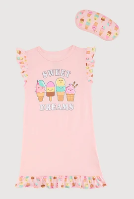Girls Sweet Dreams Pajama Nightgown, Pink,