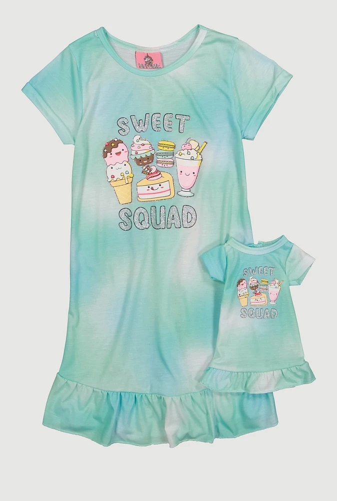 Girls Sweet Squad Graphic Nightgown, Multi, Size 4-5