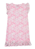 Girls Sequin Rainbow Tie Dye Nightgown, Pink, Size 10-12