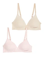Womens Girls Bebe Solid Wireless Plunge Bras 2 Pack, Multi, Size 32A