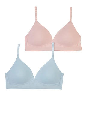 Womens Girls Joe Boxer Wireless Plunge Bras 2 Pack, Multi, Size 30B