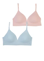 Womens Girls Joe Boxer Wireless Plunge Bras 2 Pack, Multi, Size 30B