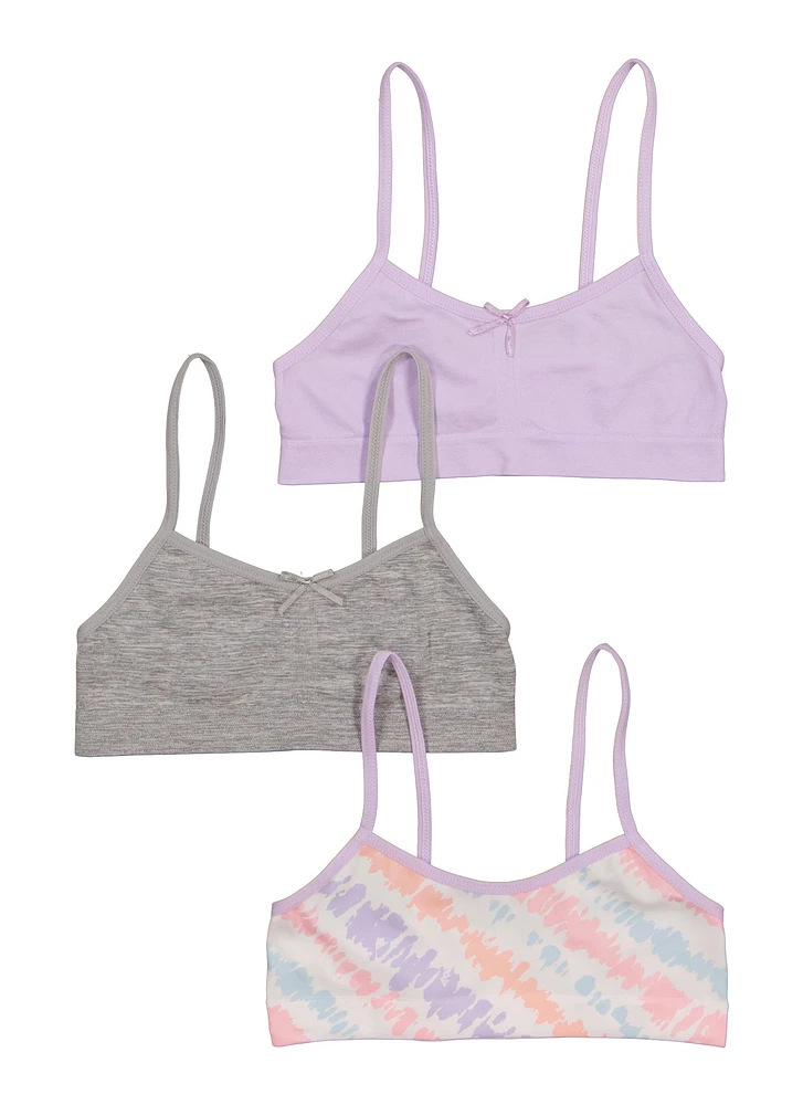 Womens Girls Seamless Cami Bras 3 Pack, Multi, Size M