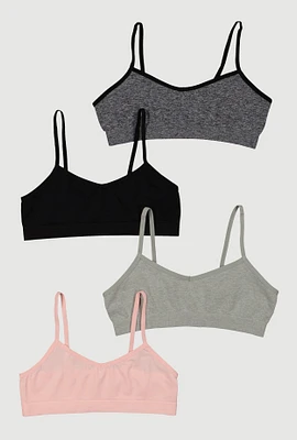 Womens Girls Seamless Cami Bras 4 Pack, Multi, Size M