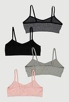 Womens Girls Seamless Cami Bras 4 Pack, Multi, Size M