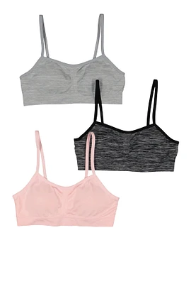 Womens Girls Seamless Cami Bras 3 Pack, Multi, Size L