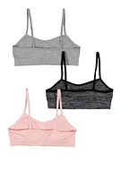 Womens Girls Seamless Cami Bras 3 Pack, Multi, Size L