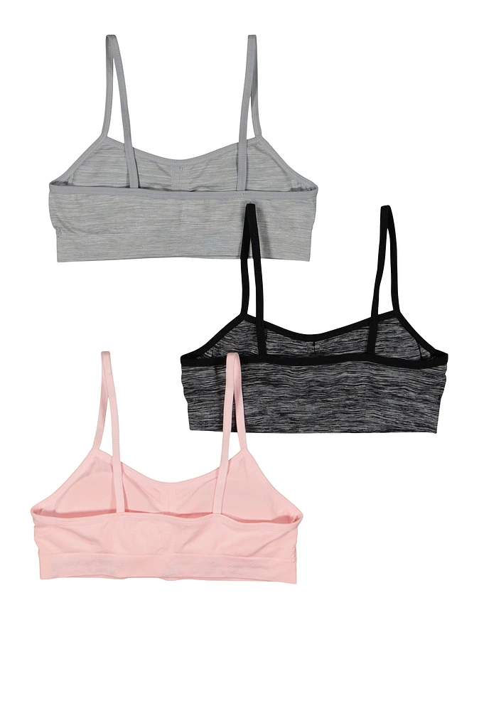 Womens Girls Seamless Cami Bras 3 Pack, Multi, Size M