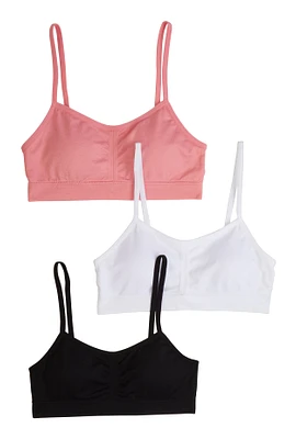 Womens Girls Seamless Basic Cami Bras 3 Pack, Multi, Size M