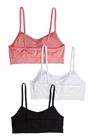 Womens Girls Seamless Basic Cami Bras 3 Pack, Multi, Size M