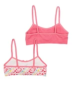 Womens Girls Heart Print Seamless Bras 2 Pack, Pink, Size L