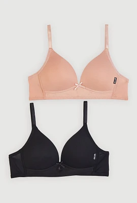 Womens Girls Padded Seamless Wireless Bras 2 Pack, Multi, Size 36