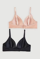 Womens Girls Padded Seamless Wireless Bras 2 Pack, Multi, Size 36