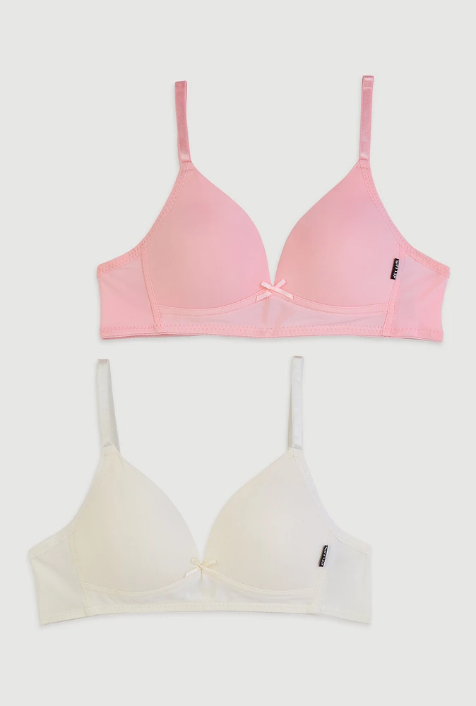 Womens Girls Seamless Wireless Bras 2 Pack, Pink, Size 36A