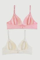 Womens Girls Seamless Wireless Bras 2 Pack, Pink, Size 36A