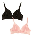 Womens Girls Solid Floral Lace Plunge Bras 2 Pack, Multi, Size 36A