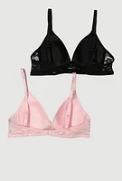 Womens Girls Floral Lace Bras 2 Pack, Multi,