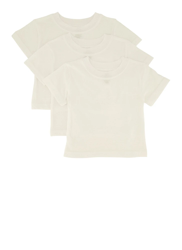 Toddler Boys Crew Neck T Shirt 3 Pack, White, Size 4T