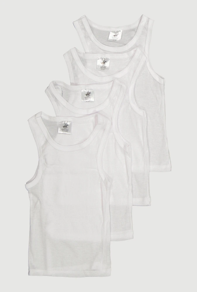 Toddler Boys Ribbed Knit Tank Tops 4 Pack, White, Size 4T