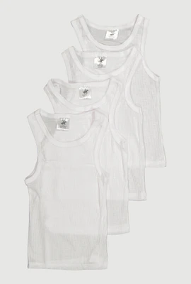 Toddler Boys Ribbed Knit Tank Tops 4 Pack, White, Size 4T