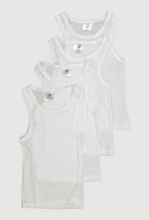 Toddler Boys Ribbed Knit Tank Tops 4 Pack, White, Size 4T