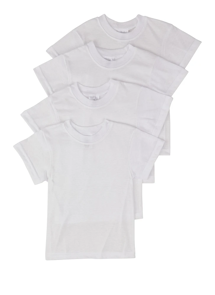 Toddler Boys Crew Neck Tees 4 Pack, White, Size 4T