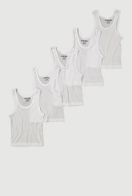 Toddler Boys Rib Knit Tank Tops 5 Pack, White, Size 4T