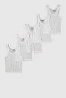 Toddler Boys Rib Knit Tank Tops 5 Pack, White, Size 4T