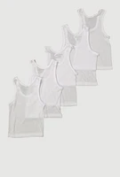 Toddler Boys Rib Knit Tank Tops 5 Pack, White, Size 4T