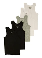 Toddler Boys Assorted Ribbed Tank Tops 5 Pack, Multi, Size 4T