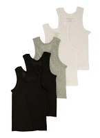 Toddler Boys Assorted Ribbed Tank Tops 5 Pack, Multi, Size 4T