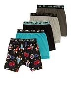 Toddler Boys Assorted Gamer Boxer Brief 5 Pack, Blue, Size 4T