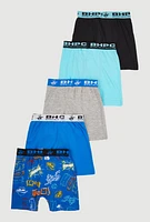 Toddler Boys Hustle Print Boxer Briefs 5 Pack, Blue, Size 4T