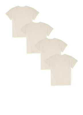 Boys 4 Pack Basic Crew Neck Tees, White, Size 4-6