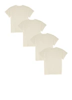 Boys 4 Pack Basic Crew Neck Tees, White, Size 4-6