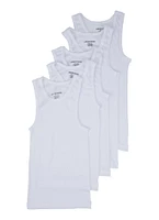 Boys 5 Pack Ribbed Knit Tank Tops, White, Size 10-12
