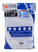 Boys 5 Pack Ribbed Knit Tank Tops, White, Size 10-12