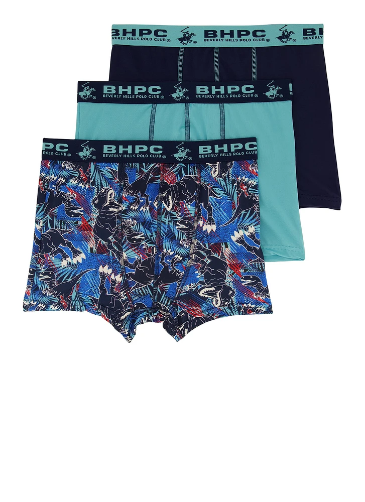 Boys Dinosaur Print Boxer Briefs 3 Pack, Blue,