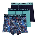 Boys Dinosaur Print Boxer Briefs 3 Pack, Blue,