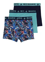 Boys Dinosaur Print Boxer Briefs 3 Pack, Blue,