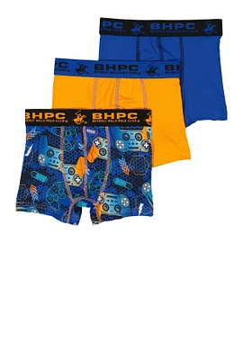 Boys Game Controller Print Boxer Brief Trio, Blue, Size 12-14