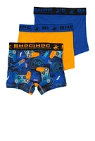 Boys Game Controller Print Boxer Brief Trio, Blue, Size 12-14