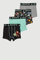 Boys Video Game Graphic Print Boxer Briefs 4 Pack, Multi, Size 8-10