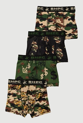 Boys Assorted Camouflage Print Boxer Briefs 4 Pack, Multi,