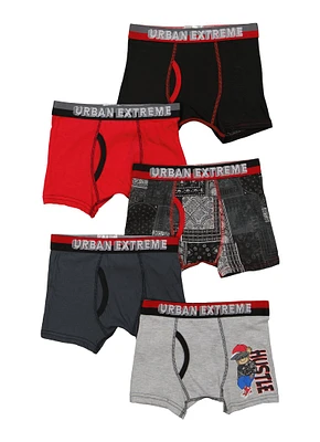 Boys Urban Extreme Graphic Print Boxer Briefs 5 Pack, Multi, Size 12-14